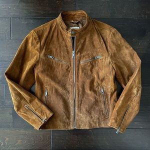 Mango Man Suede Moto in Cognac